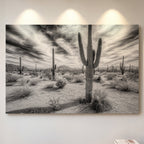 Saguaro Silence in Black and White