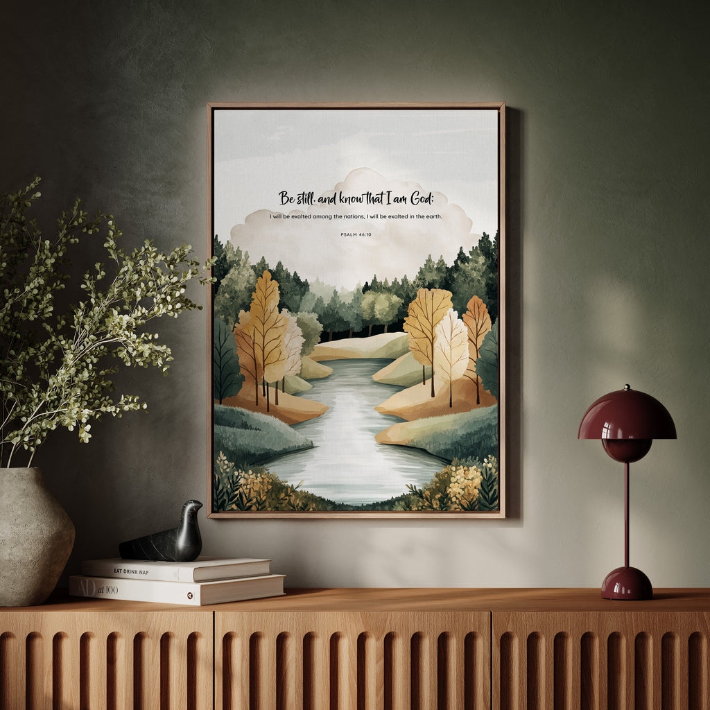 Be Still Autumn River Psalm Print