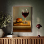 Burger and Bordeaux Still Life