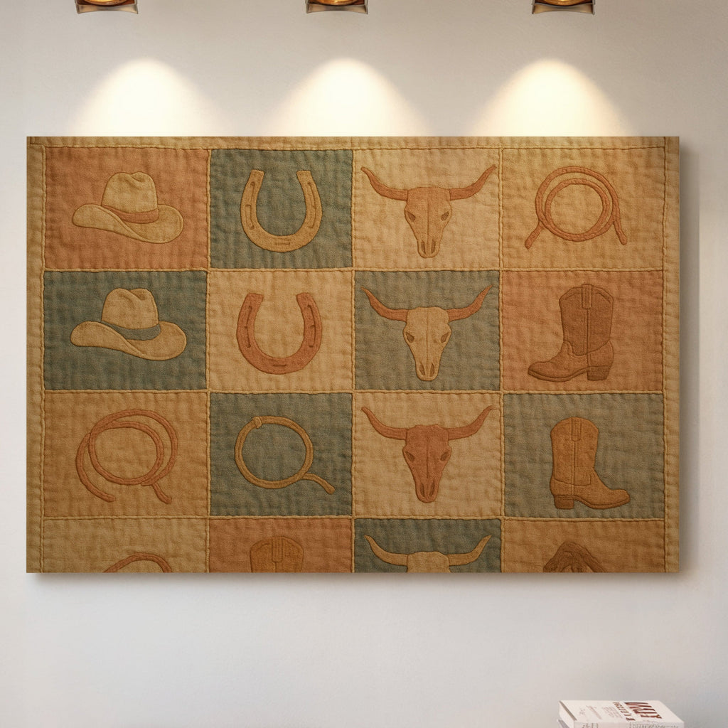 Western Icons Patchwork Quilt Print