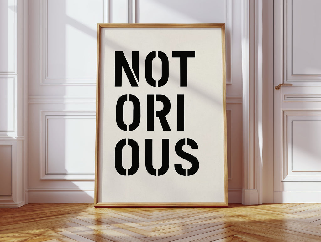 Notorious Bold Stencil Typography Print