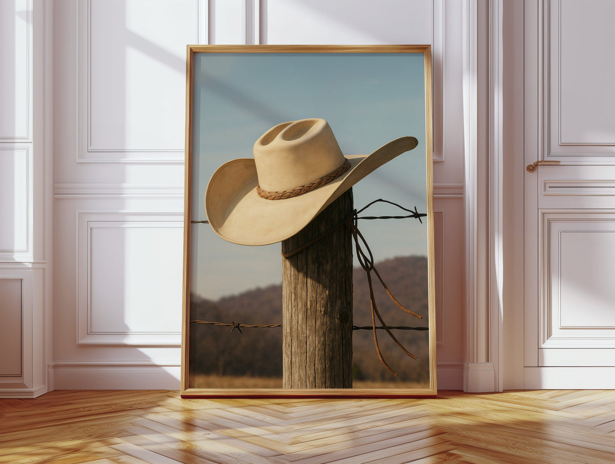 Cowboy Hat on Fence Post