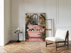 Cat Spa Day – Funny Cat Wall Art, Pink Bathtub Aesthetic, Cozy Home Decor