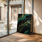 Gilded Cells in Deep Emerald Flow