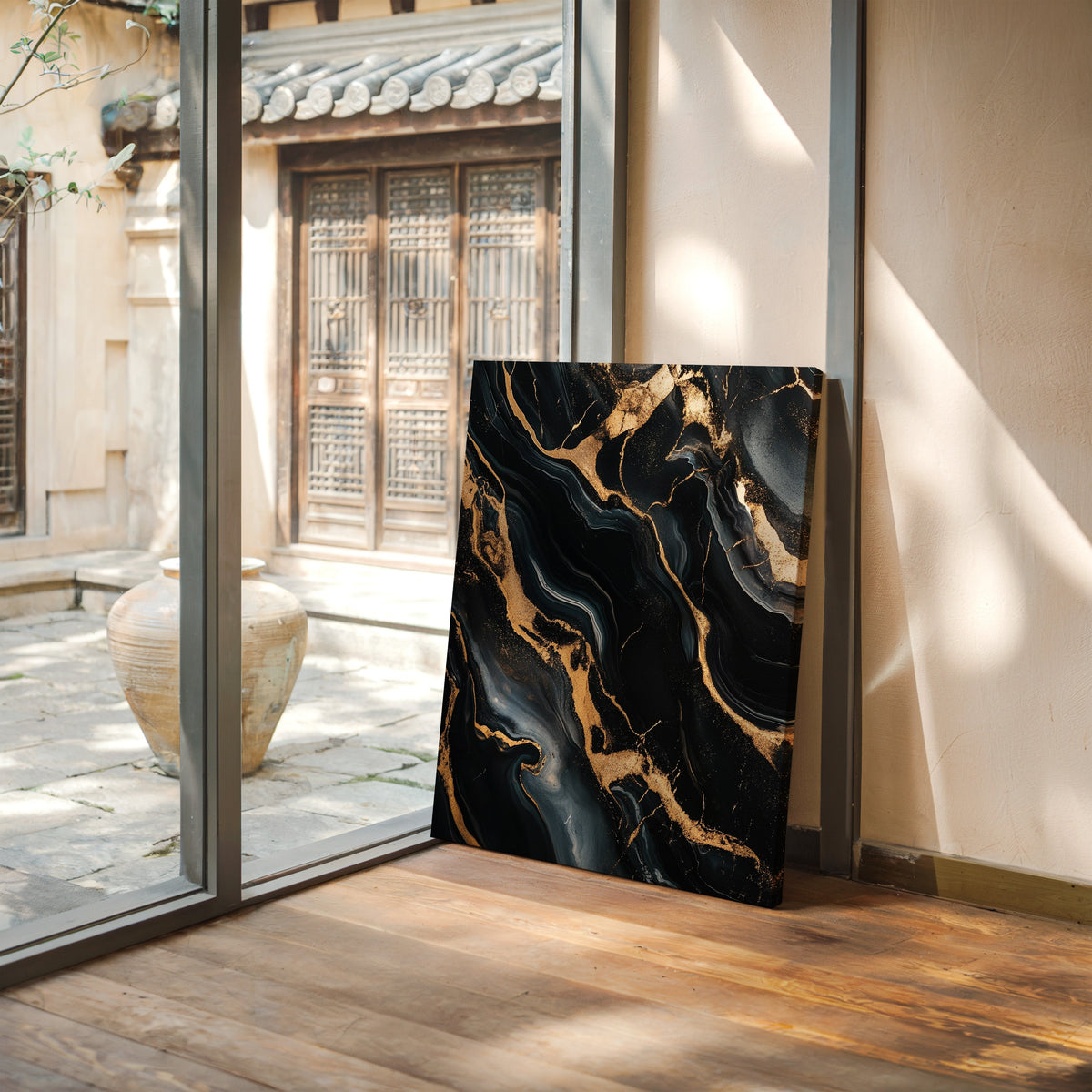 Black Marble Blaze with Liquid Gold