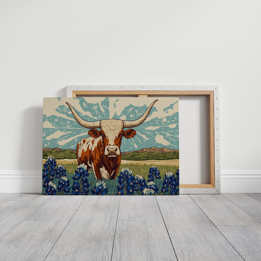 Texas Icon – Longhorn and Bluebonnets Pop Art