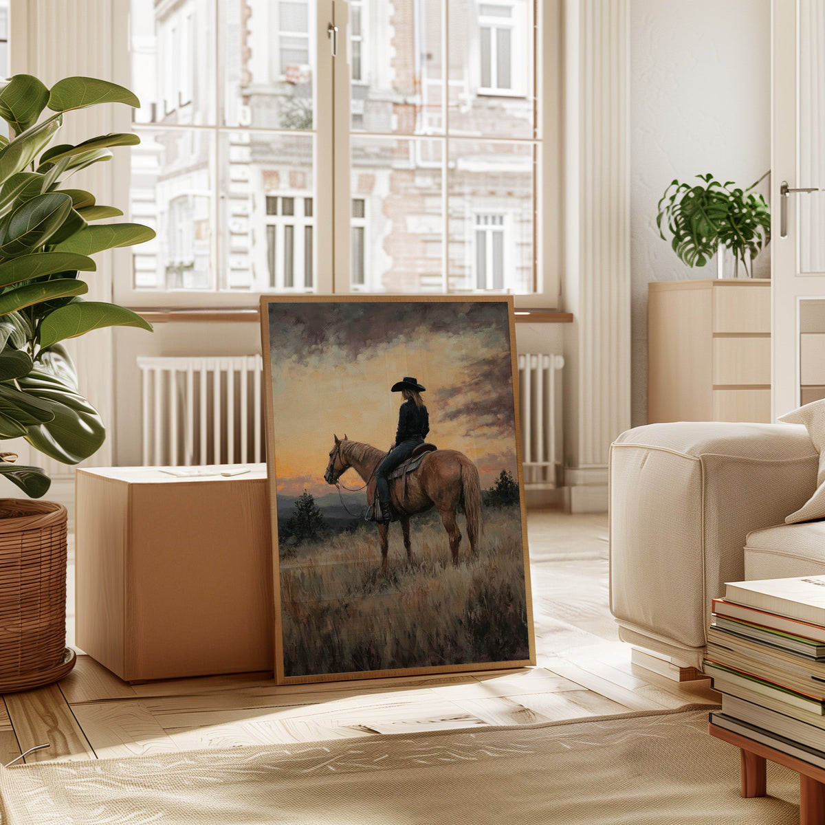 Evening Watch – Cowgirl and Horse at Sunset