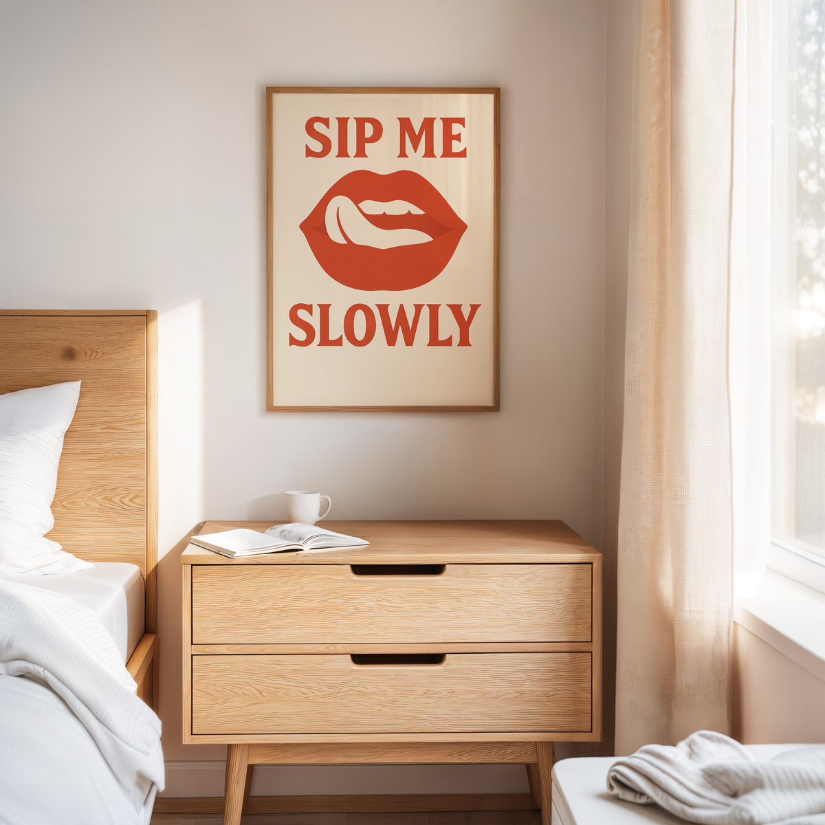 Sip Me Slowly Retro Lips Print