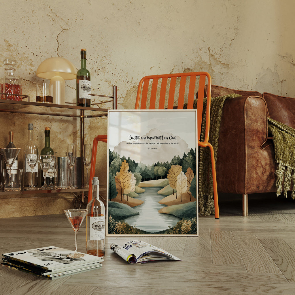 Be Still Autumn River Psalm Print