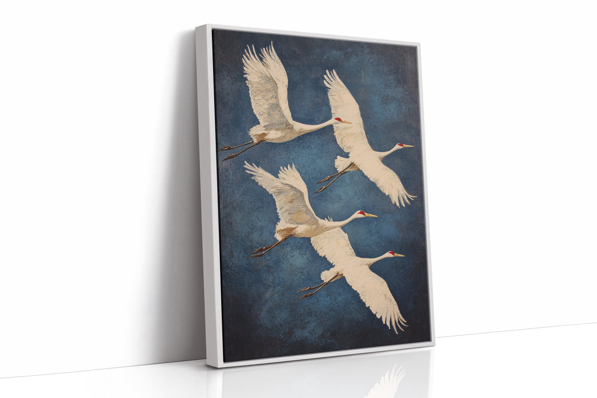 Graceful Flight – Vintage Crane Wall Art, Elegant Nature-Inspired Home Decor
