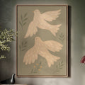 Blush Doves in Olive Sky
