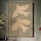 Blush Doves in Olive Sky