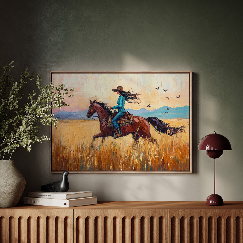 Cowgirl Ride at Sunset Plains