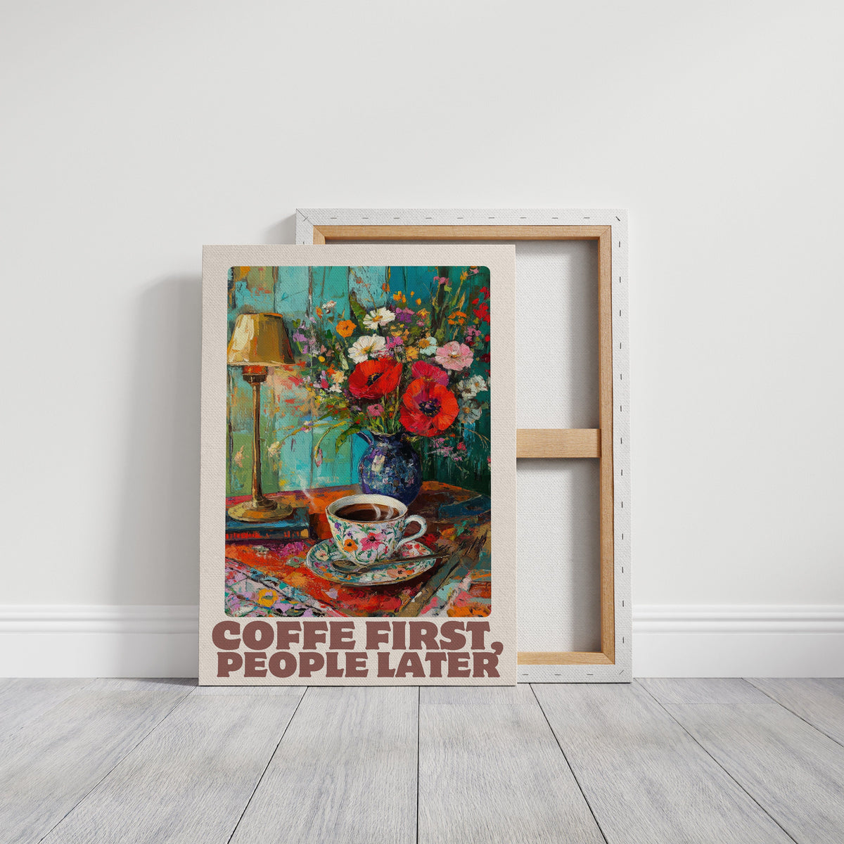 Coffee First, People Later – Cozy Vintage Coffee Art Print