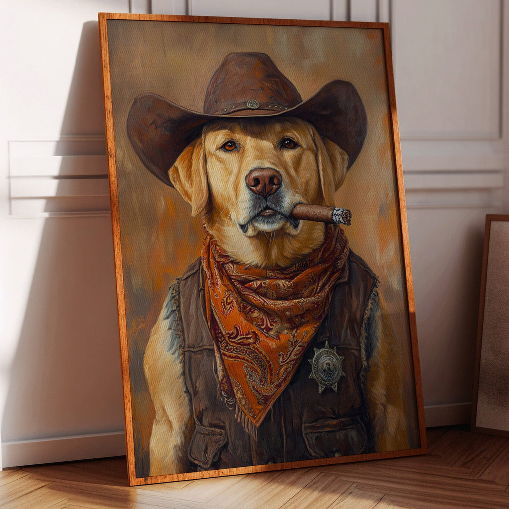Golden Retriever Sheriff with Western Swagger