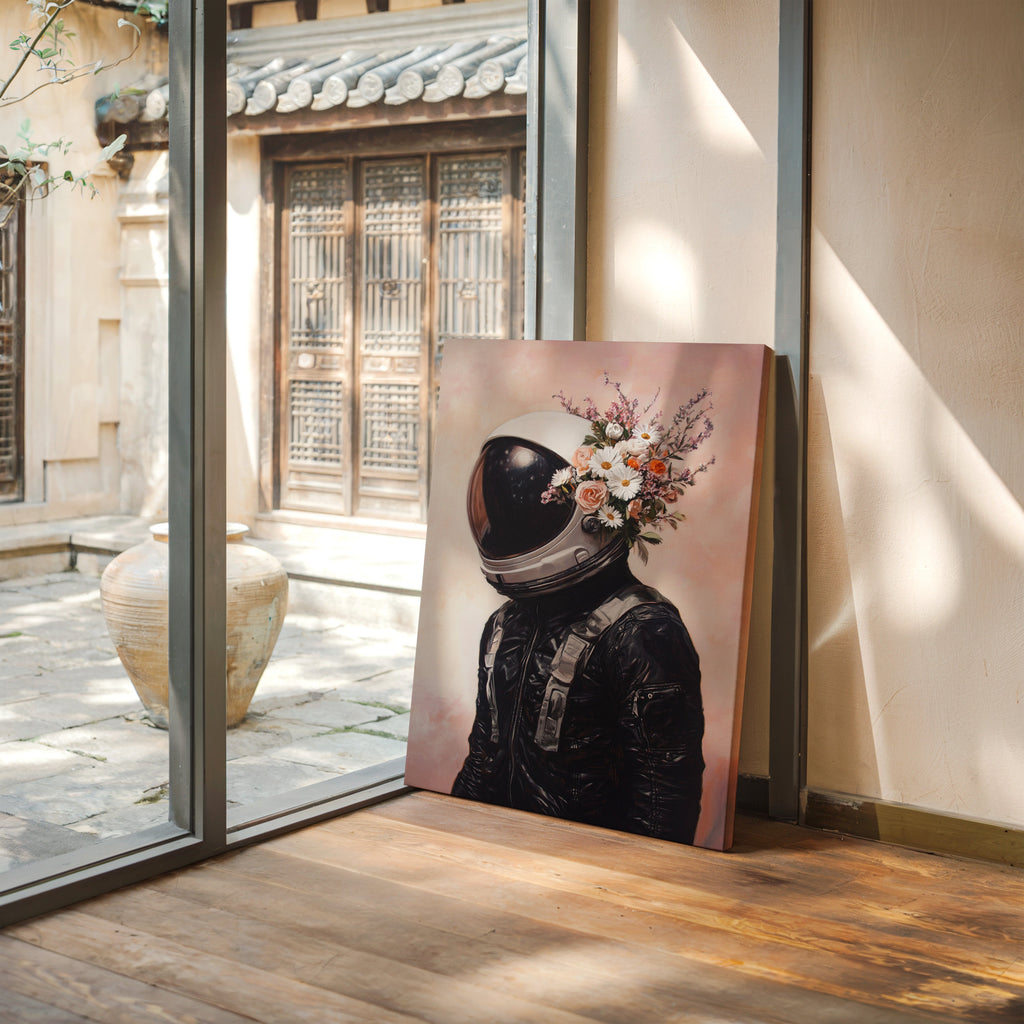 Astronaut with Blossoms on Blush