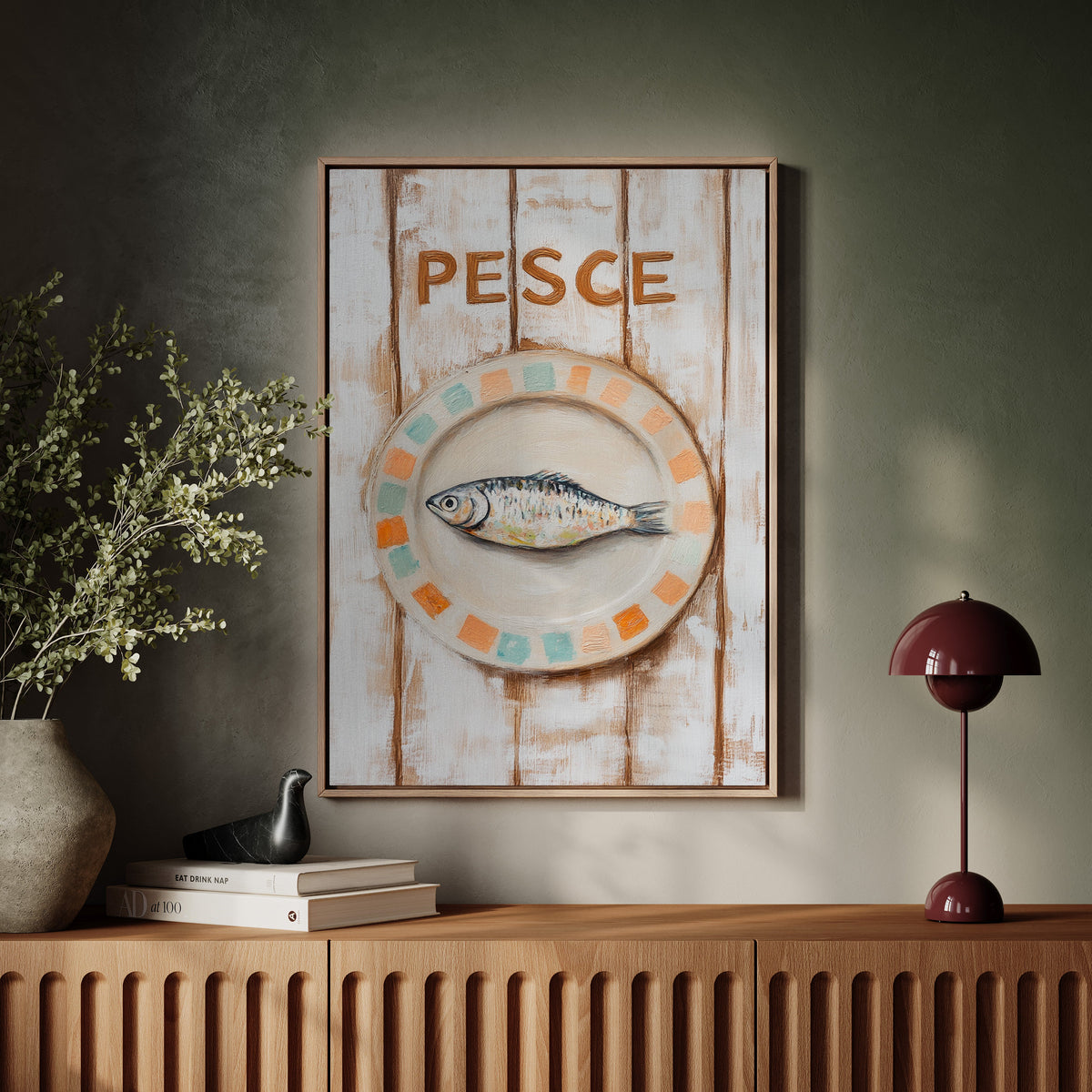 Pesce on Painted Tile Plate