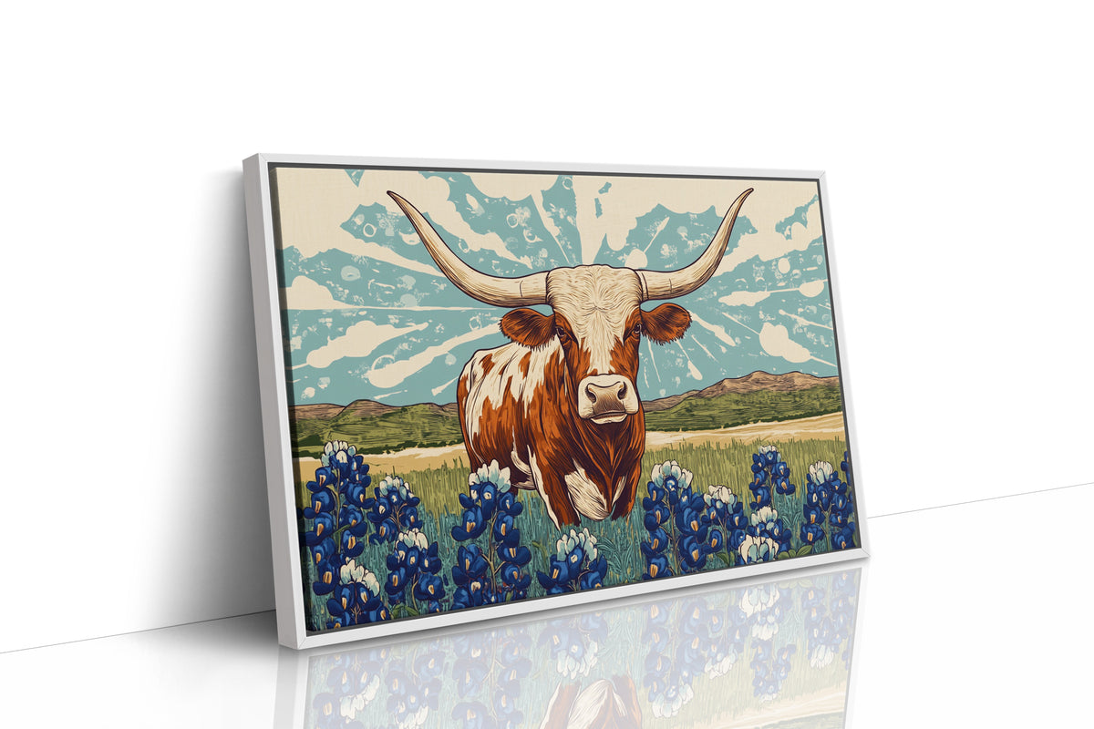 Texas Icon – Longhorn and Bluebonnets Pop Art