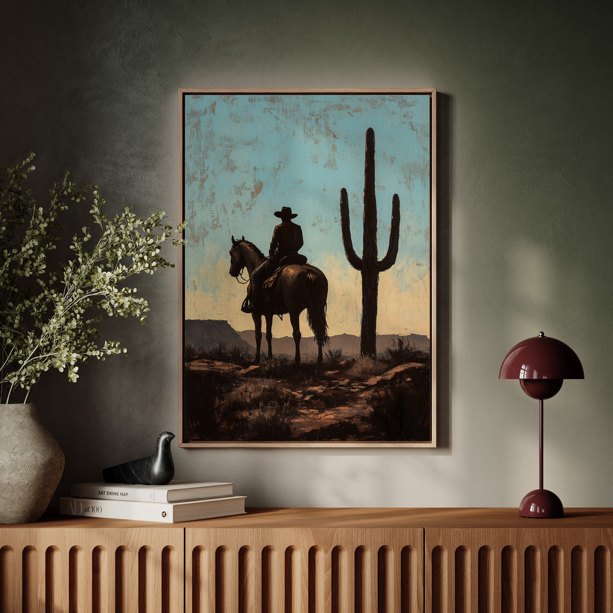 Rider and Saguaro at Dusk