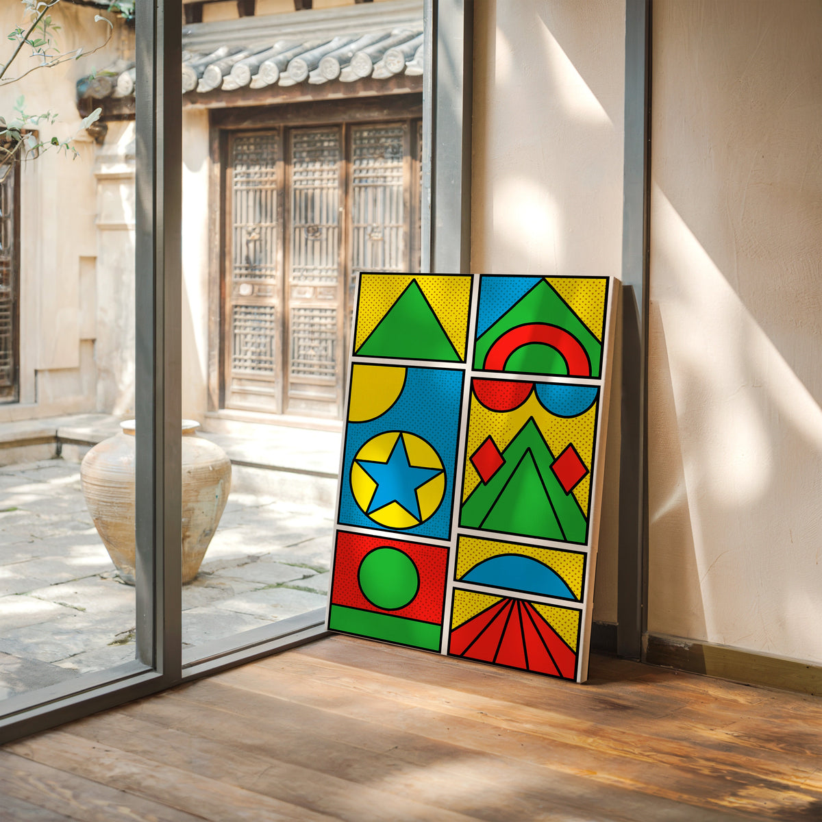 Pop Geometry in Primary Color Panels