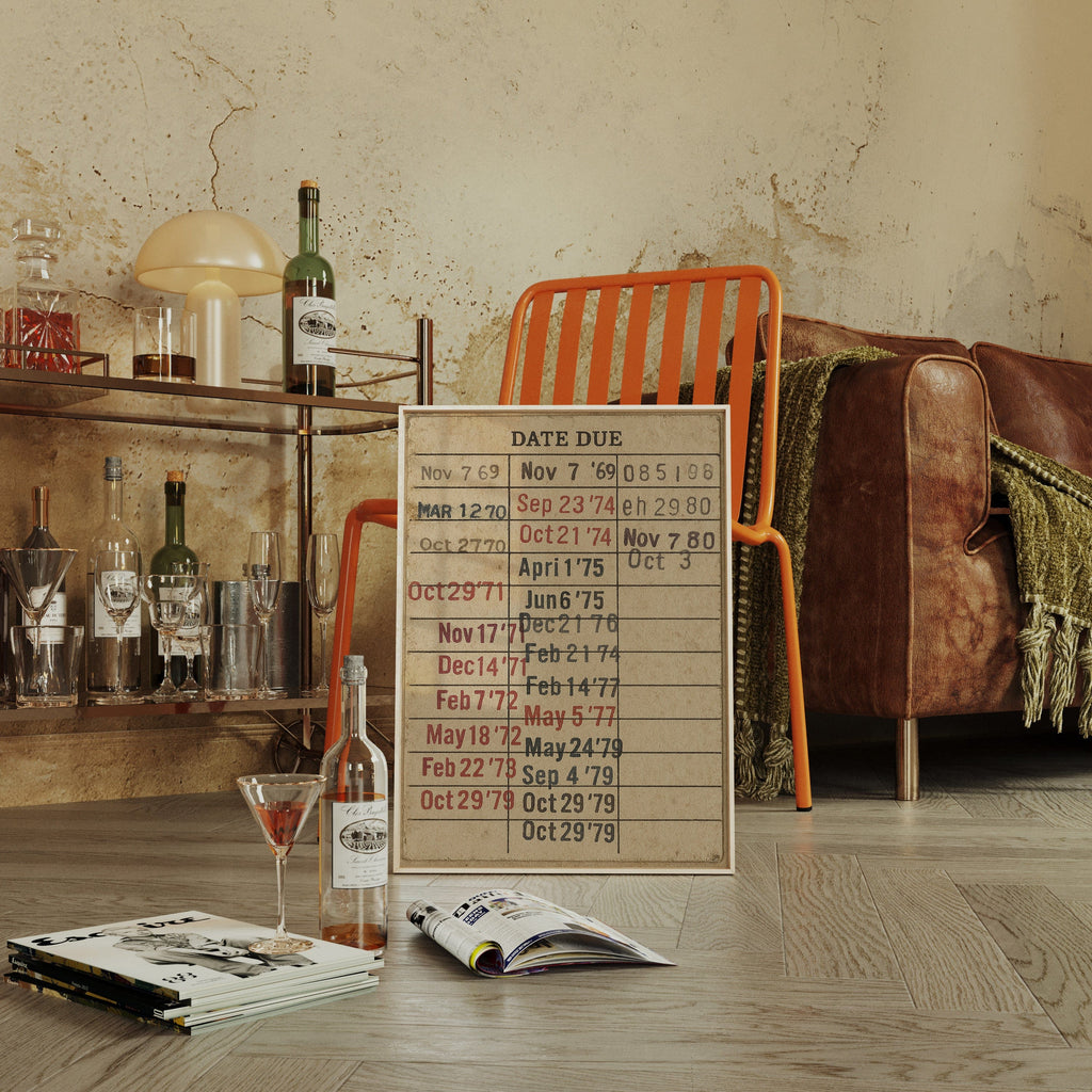Vintage Library Date Due Card – Retro Paper Texture Wall Art
