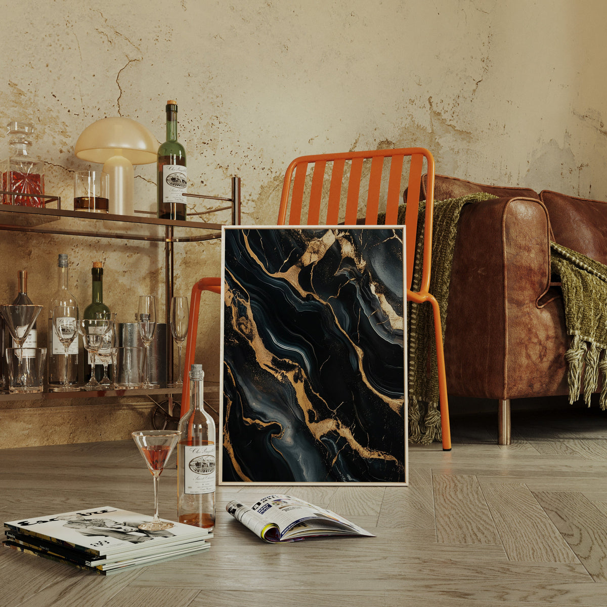 Black Marble Blaze with Liquid Gold