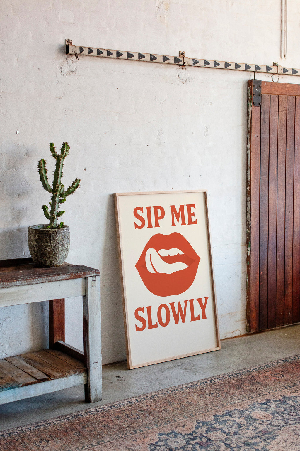 Sip Me Slowly Retro Lips Print