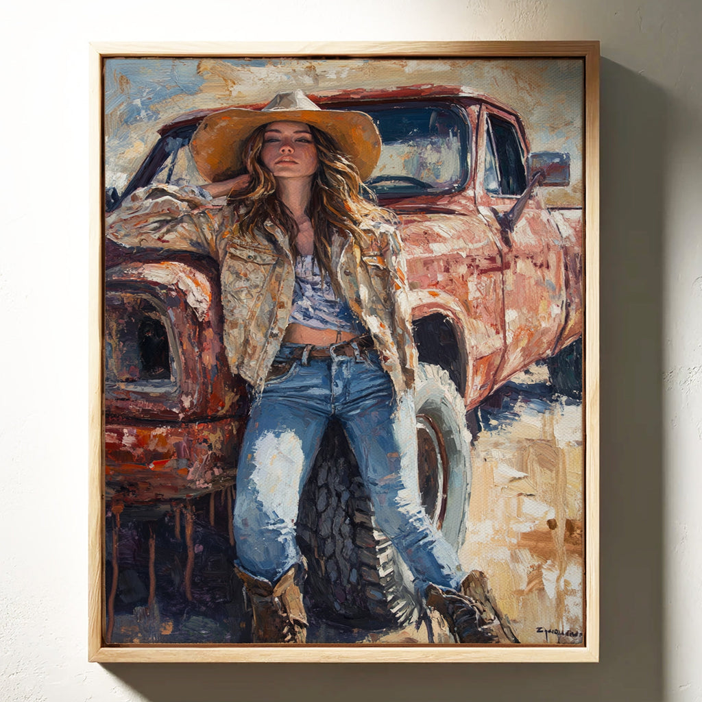 Rebel Cowgirl by the Rusted Pickup