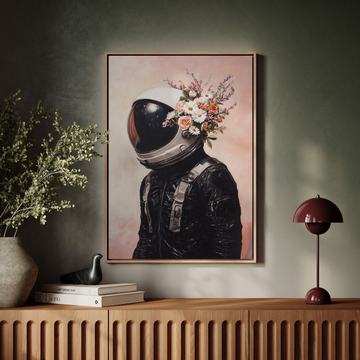 Astronaut with Blossoms on Blush