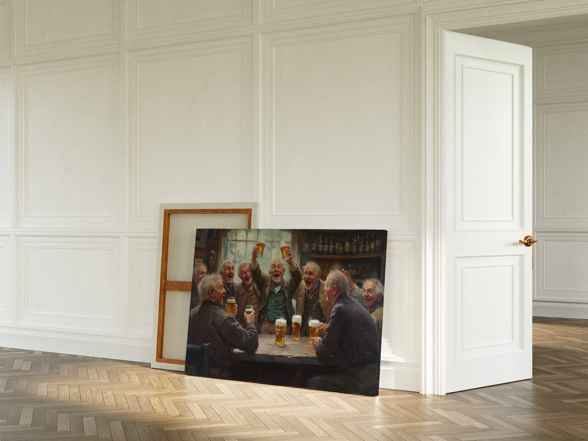 Timeless Camaraderie: Vintage Pub Celebration Canvas Wall Art