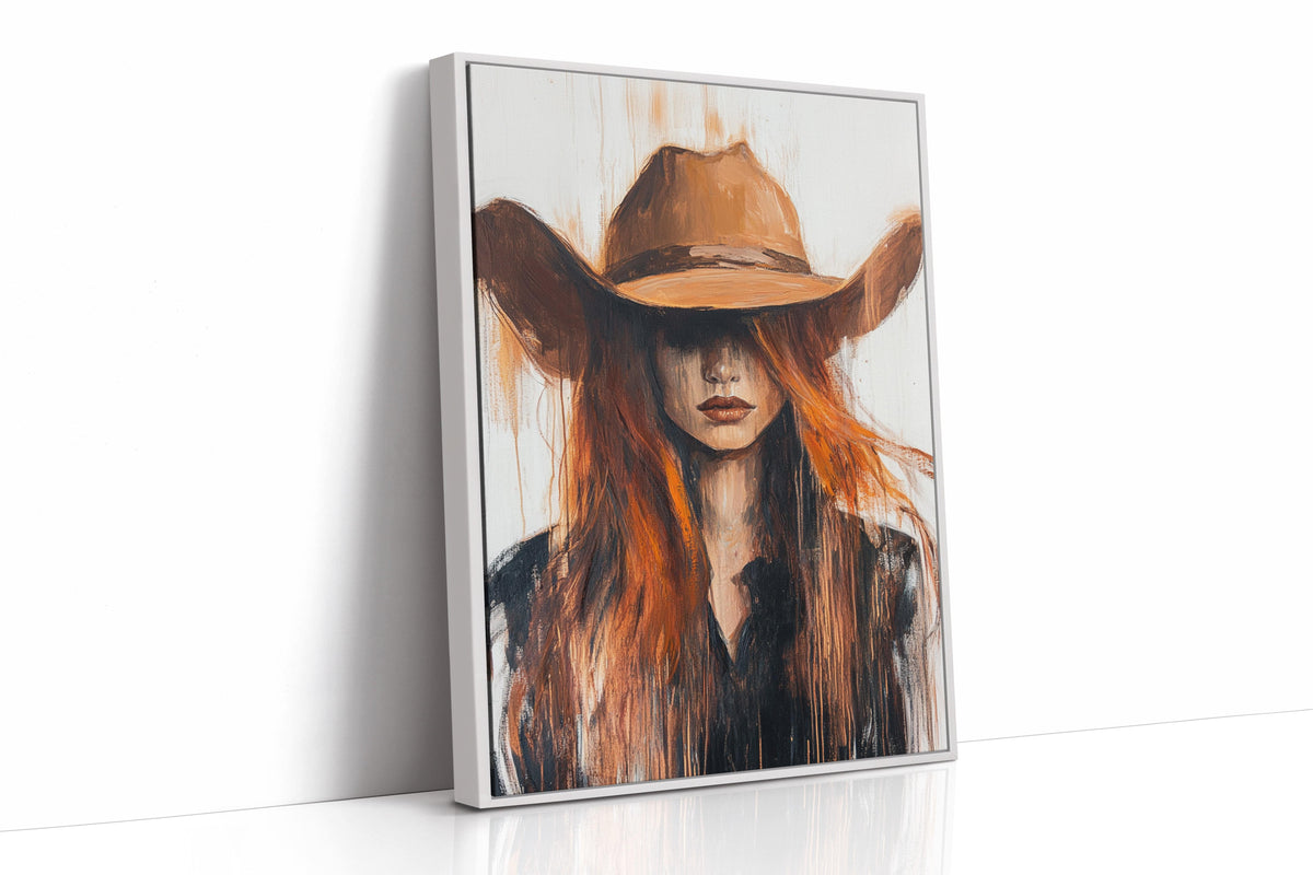 Western Flame – Bold Redhead Cowgirl Art
