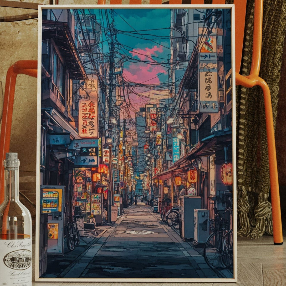 Vibrant Tokyo Street Art Print – Neon Cityscape Aesthetic