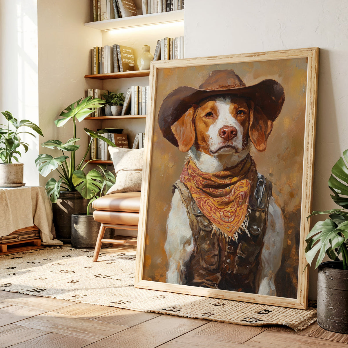 Brittany Spaniel Cowboy in Sunset Bandana
