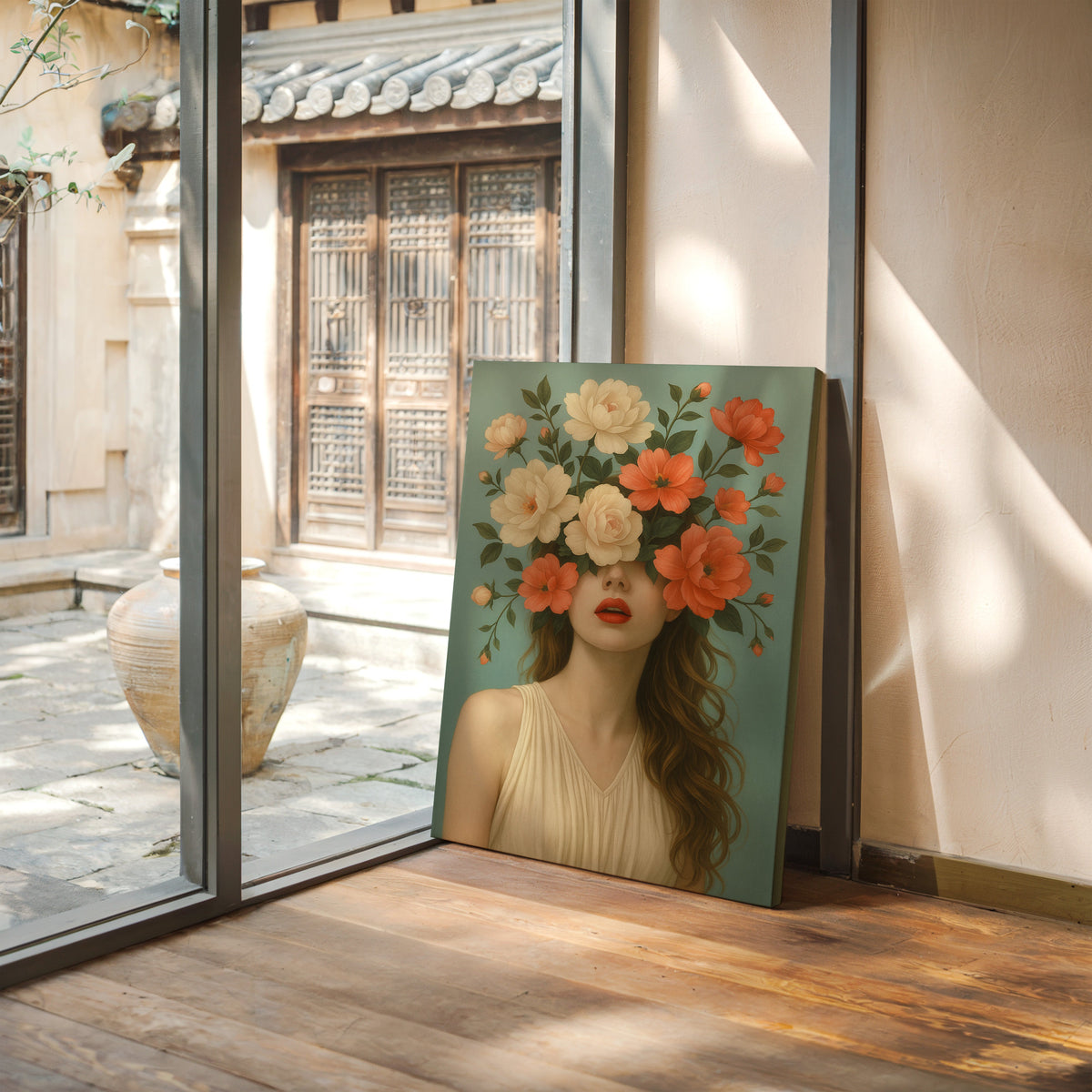 Flourish in Coral and Cream