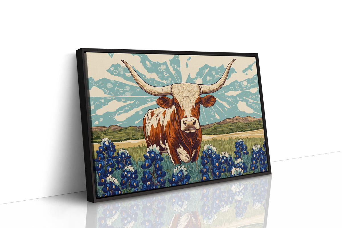 Texas Icon – Longhorn and Bluebonnets Pop Art