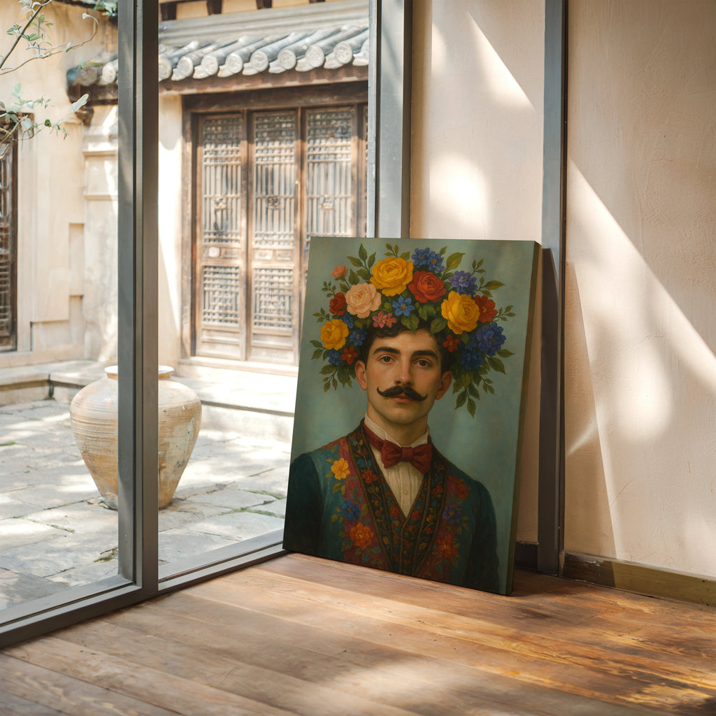 Floral Nobleman in Crimson Bowtie