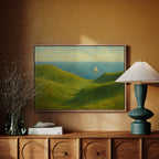 Sailboat Beyond the Green Hills