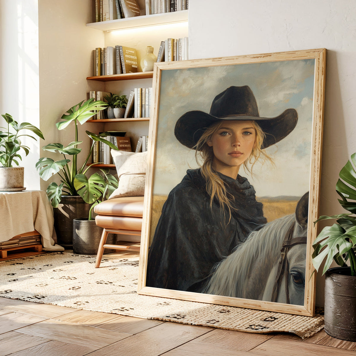 Cowgirl and Her White Horse