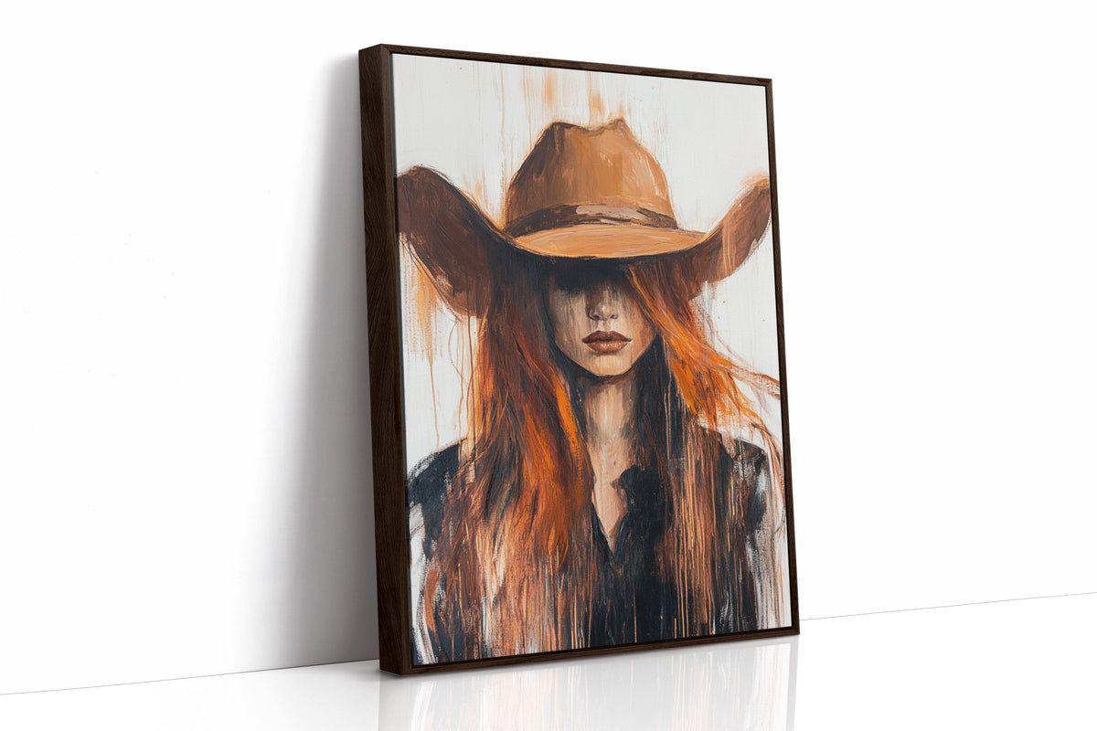 Western Flame – Bold Redhead Cowgirl Art