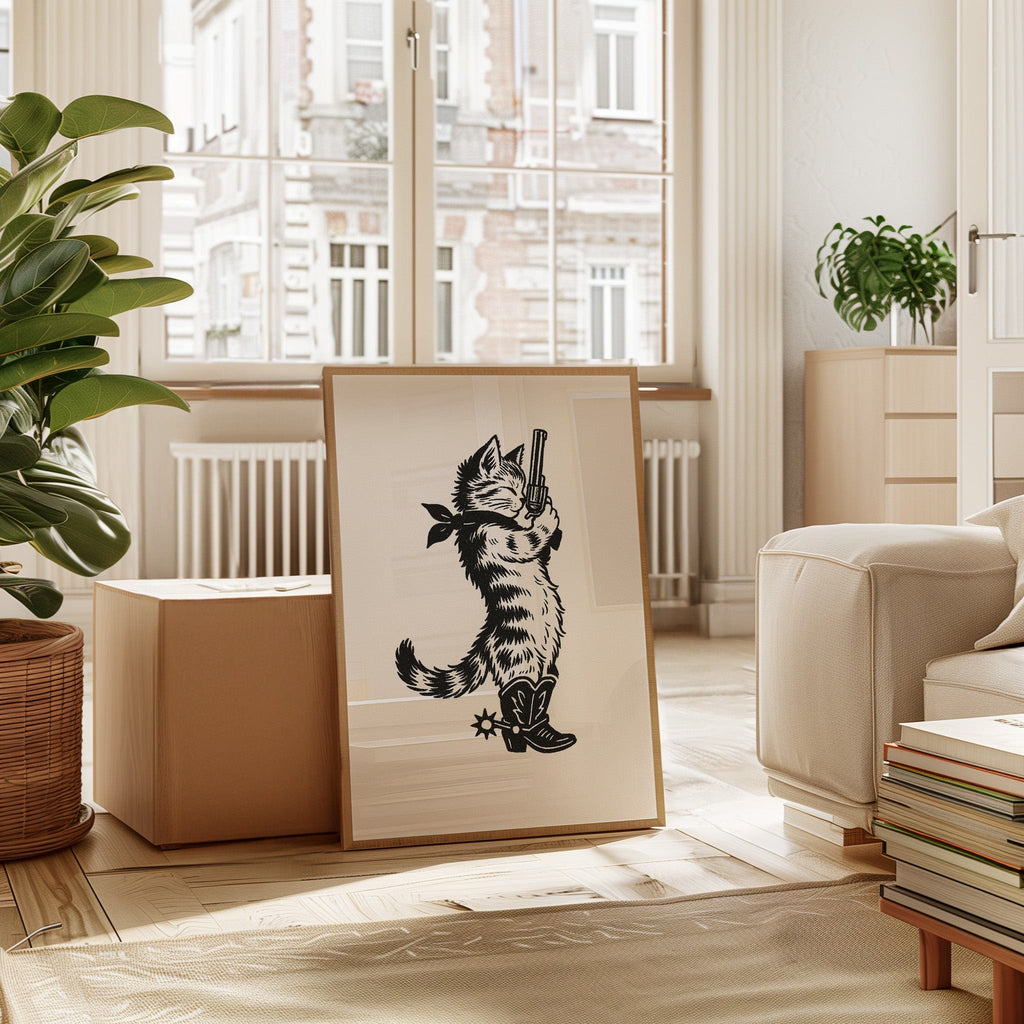 Purrpare for Trouble – Cowboy Cat Sheriff Print