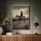 Evening Watch – Cowgirl and Horse at Sunset