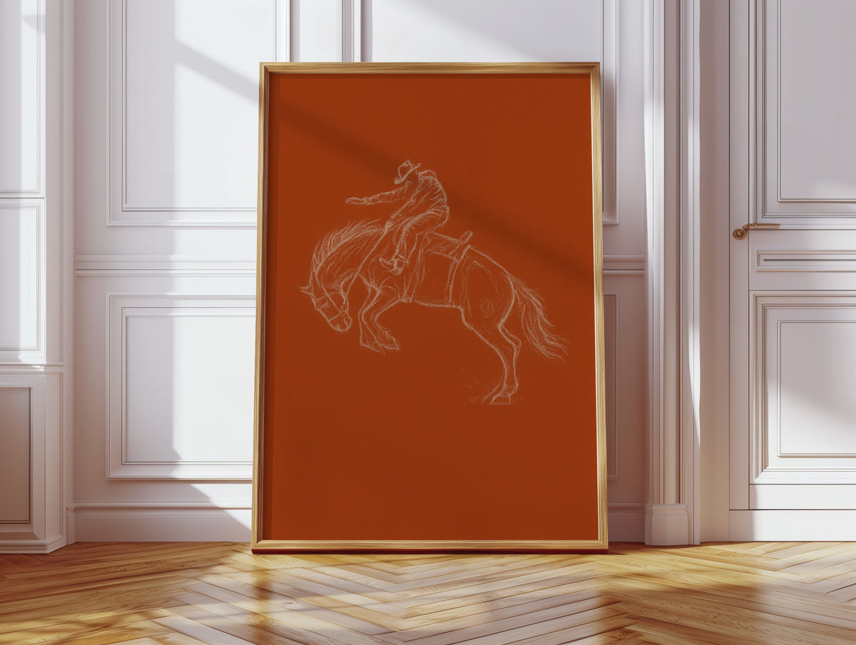 Minimalist Bronco Rider Sketch