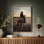 Back to the Prairie – Cowgirl on Horse at Dusk