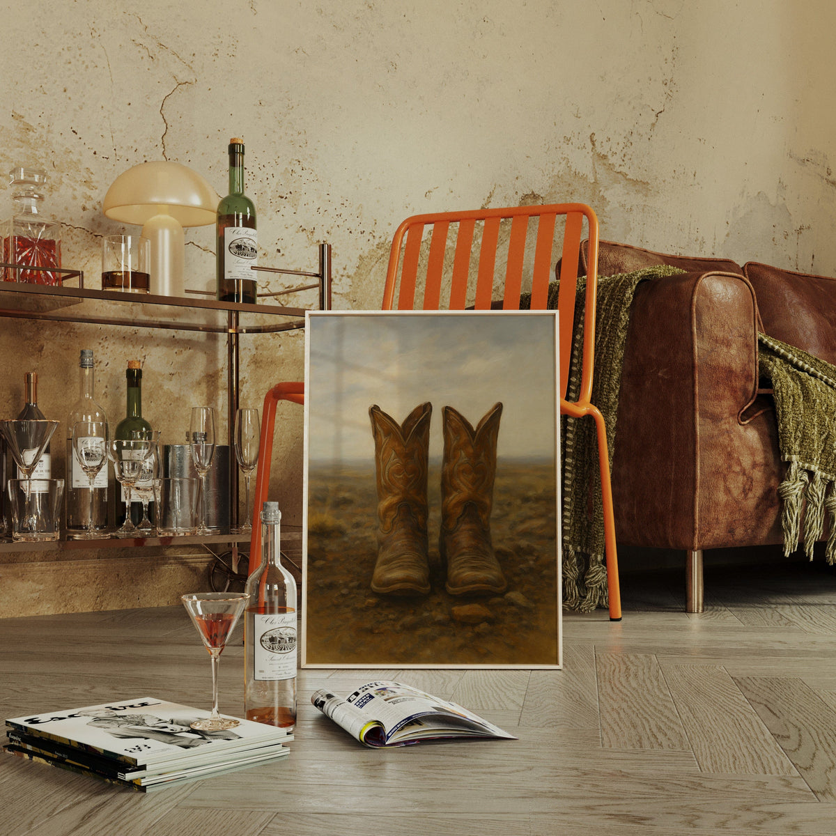 Western Boots Still Life – Cowboy Art Print