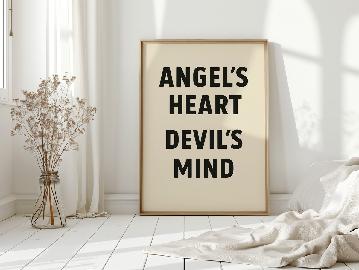 Angel’s Heart Devil’s Mind Typography Print