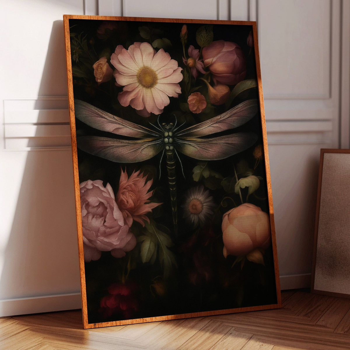 Dragonfly Among Midnight Blossoms