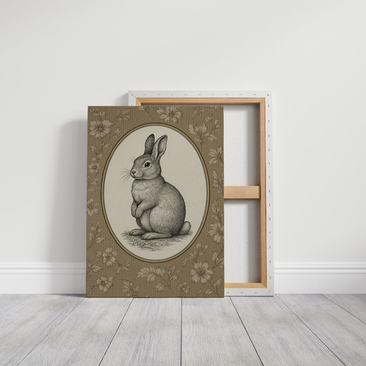 Victorian Rabbit in Floral Frame