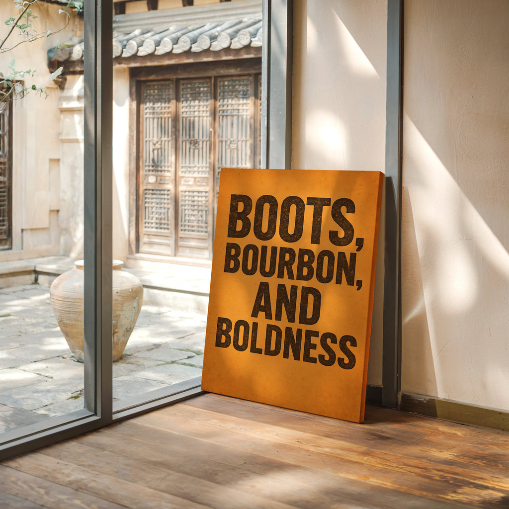 Boots Bourbon and Boldness Wall Art