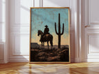 Rider and Saguaro at Dusk