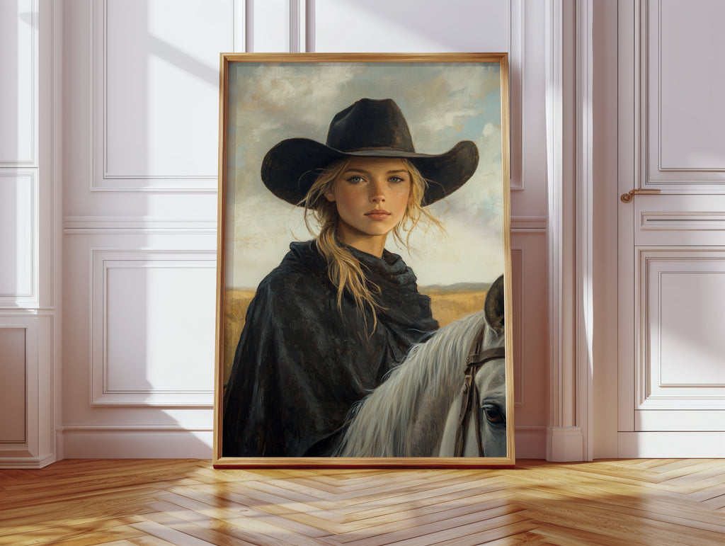 Cowgirl and Her White Horse